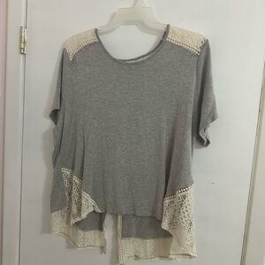 Signature Studio Gray and Cream Lace Women's Blouse